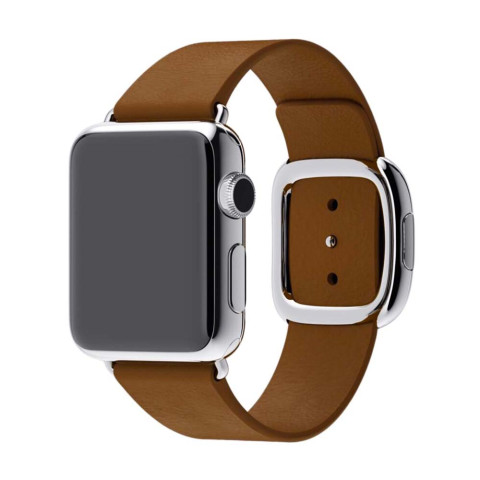 Кожаный ремешок Modern Buckle Leather на Apple Watch 38/40/41mm Silver/Brown